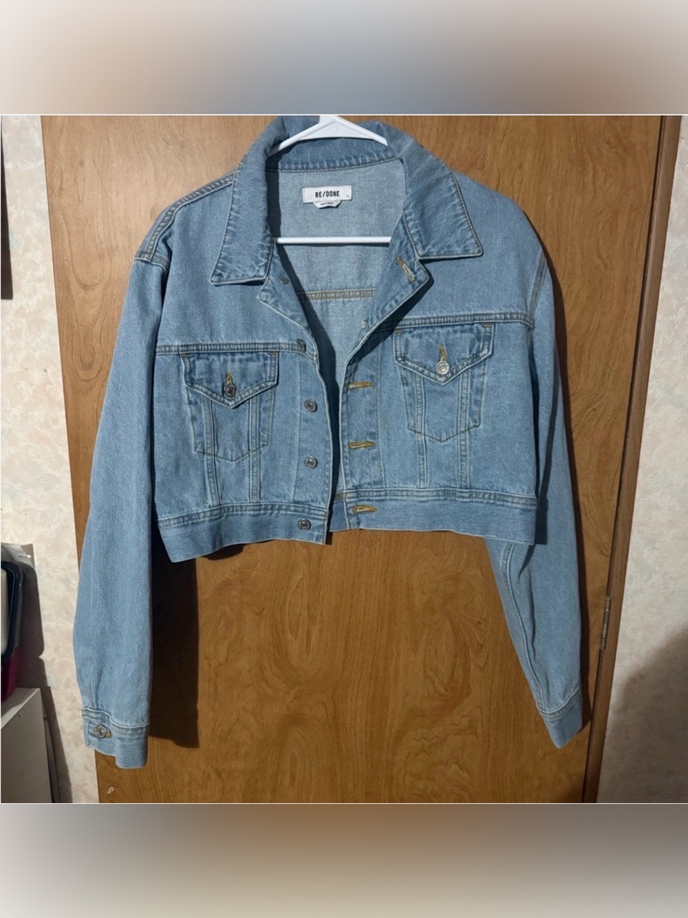 Re/Done Light Wash Denim Jacket - Pale Blue
